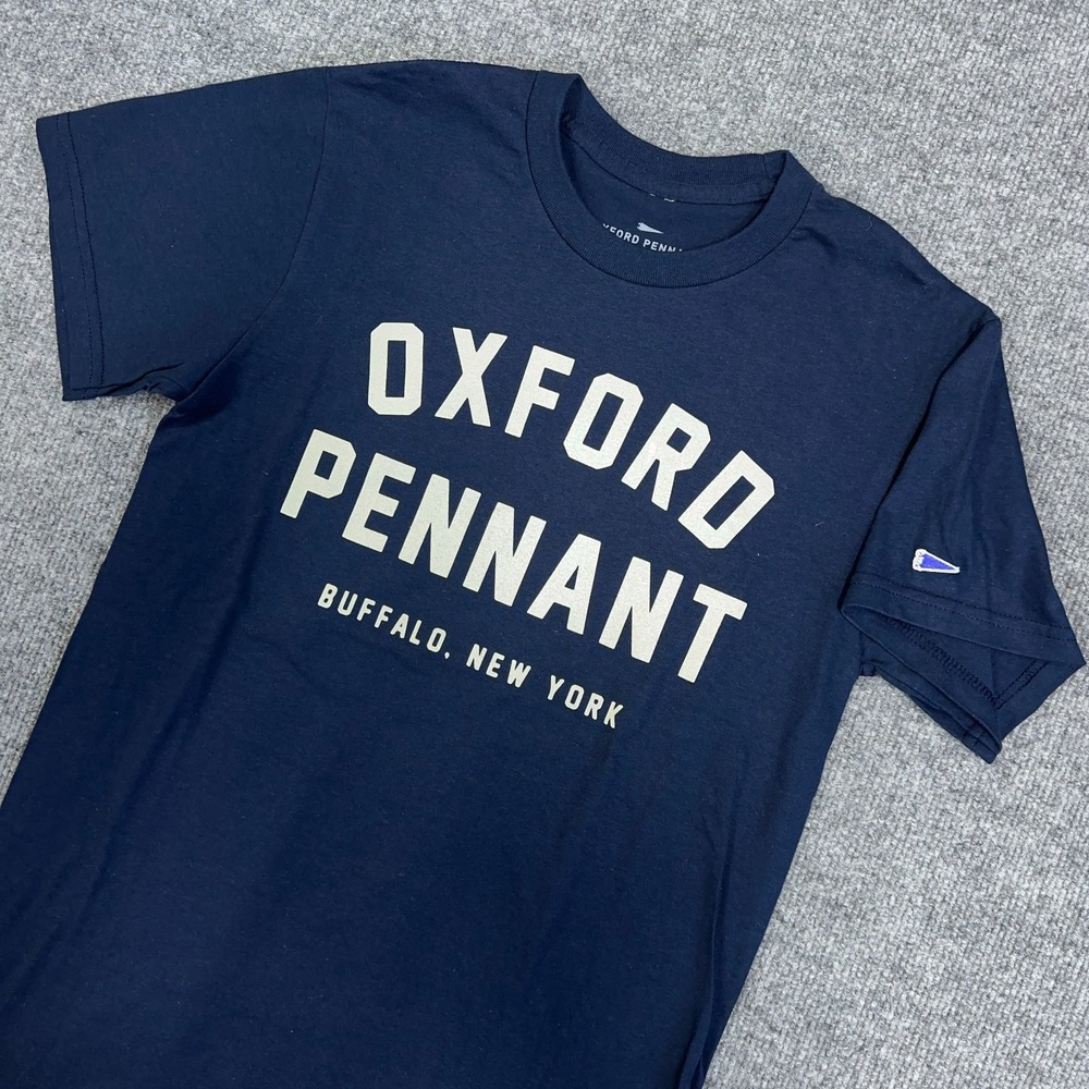 Oxford Pennant T Shirt Men Small Navy Buffalo New York NY All American‎ Tee